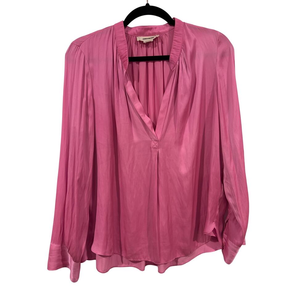 Zadig & Voltaire Tink Satin Blouse in Rubber (Pink), L